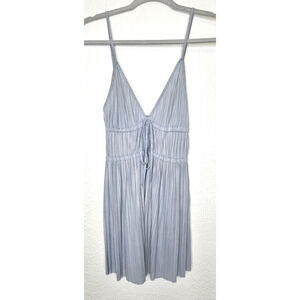 Zara Womens Tunic Top Small Light Blue Pleated Tie Front Sleeveless Beach Dainty